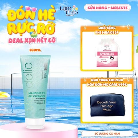  [TẶNG BTT BEFOU OVERSIZE 50 MIẾNG] [HĐ MD CARE 499K TẶNG 01 TÚI DA] Gel Rửa Mặt Sạch Sâu Và Tẩy Tế Bào Chết MD Care Mandelic Acid 5% Gel Cleanser 