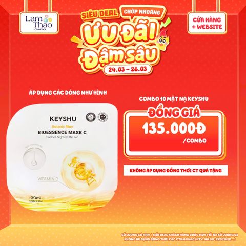  [DEAL SỐC 24.03 - 26.03 COMBO 10 MASK] Mặt Nạ Vitamin C Cấp Ẩm Dưỡng Sáng Da Keyshu Botanic Fiber Bioessence Mask C 