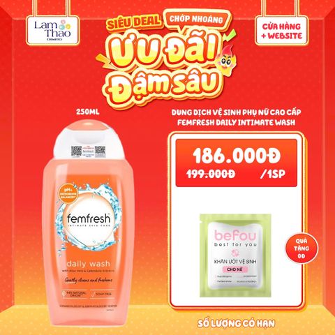  [MUA SIZE 250ML TẶNG KHĂN LVK BEFOU BỊCH 10 MIẾNG] Dung Dịch Vệ Sinh Phụ Nữ Cao Cấp Femfresh Daily Intimate Wash 