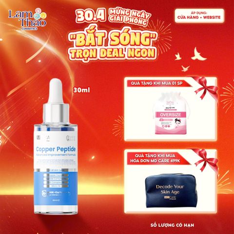  [TẶNG BTT BEFOU OVERSIZE 50 MIẾNG] [HĐ MD CARE 499K TẶNG 01 TÚI DA] Tinh Chất Hỗ Trợ Chống Lão Hoá, Cung Cấp Collagen MD Care Copper Peptide Serum Advanced Improvement Formula 