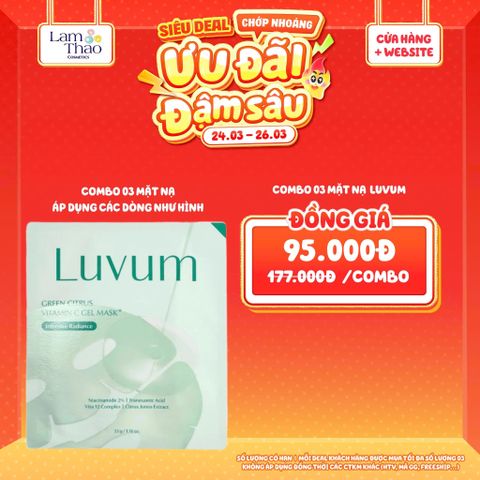  [DEAL SỐC 24.03 - 26.03 COMBO 3 MASK] Mặt Nạ Dưỡng Sáng Đều Màu Da Luvum Green Citrus Vitamin C Gel Mask Plus 
