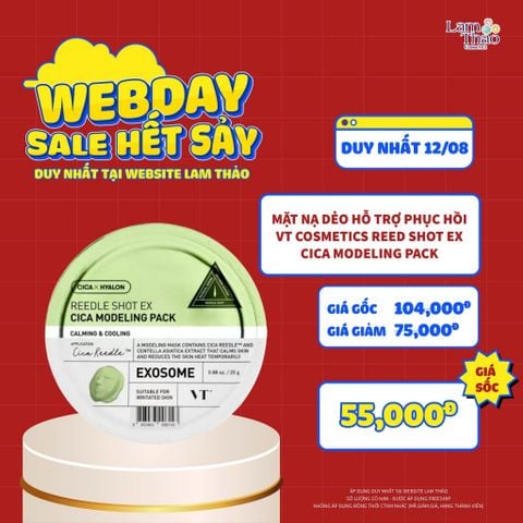  [DEAL WEB: DUY NHẤT 12/8 GIÁ SỐC] Mặt Nạ Dẻo Hỗ Trợ Phục Hồi VT Cosmetics Reedle Shot Ex Cica Modeling Pack 
