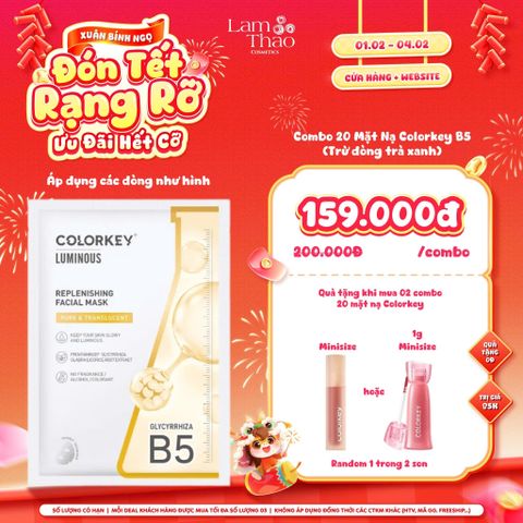  [DEAL SỐC 01.02 - 04.02 MUA 02 COMBO 20 MASK TẶNG 01 SON COLORKEY MINI] Mặt Nạ Dưỡng Ẩm Dịu Da Thảo Dược Đông Y Colorkey Replenishing Facial Mask 