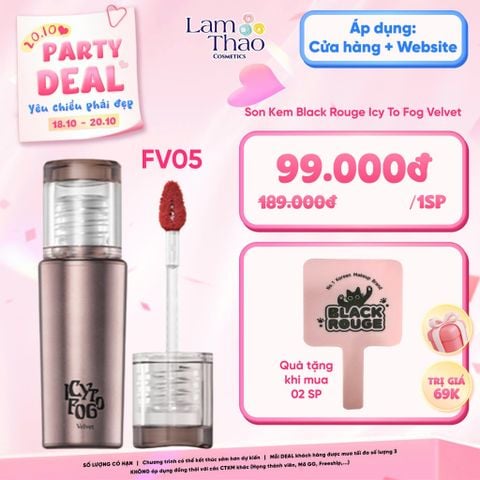  [DEAL SỐC 18/10 - 20/10 MUA 02 MÀU FV05 TẶNG GƯƠNG CẦM TAY] Son Kem Black Rouge Icy To Fog Velvet 