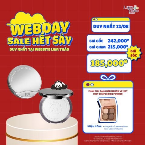 [DEAL WEB: DUY NHẤT 12/8 GIÁ SỐC] [TẶNG 1 PHẤN MẮT MENOW]  Phấn Phủ Dạng Nén Menow x Menglan Panda Velvet Mist Complexion Powder 