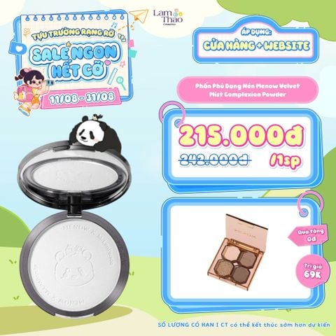  [TẶNG 1 PHẤN MẮT MENOW]  Phấn Phủ Dạng Nén Menow x Menglan Panda Velvet Mist Complexion Powder 