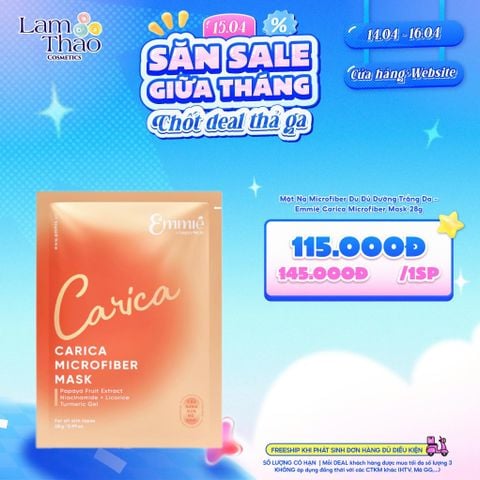  [DEAL SỐC 14.04 - 16.04 COMBO 05 MASK] Mặt Nạ Đu Đủ Dưỡng Trắng Mờ Thâm Emmie Carica Microfiber Mask 