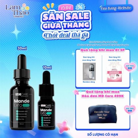  [MUA SIZE 10ML TẶNG 01 MASK ARUMORE - SIZE 30ML TẶNG BTT BEFOU OVERSIZE 50 MIẾNG] [HĐ MD CARE 499K TẶNG 01 TÚI DA] Tẩy Tế Bào Chết Căng Bóng, Cấp Ẩm Và Làm Sáng Da MD CARE Mande Exfo 
