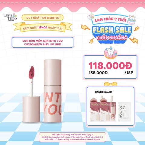  [WEB 13.11 TẶNG 02 SAMPLE SON GÓI + KHĂN TT] [DUY NHẤT CH: MUA 2 FULLSIZE INTO YOU TẶNG 1 SON BÓNG TRÁNG GƯƠNG] Son Bùn Mềm Mịn Into You Customized Airy Lip Mud 