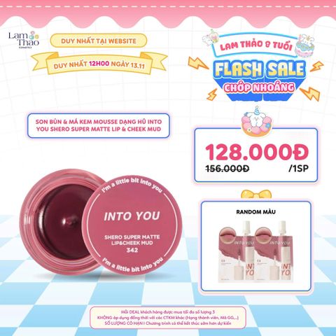 [WEB 13.11 TẶNG 02 SAMPLE SON GÓI] [DUY NHẤT CH: DEAL SỐC 10.11 - 24.11 MUA 02 SP BẤT KỲ TẶNG SON BÓNG TRÁNG GƯƠNG] Son Bùn & Má Kem Mousse Dạng Hũ Into You Shero Super Matte Lip & Cheek Mud 