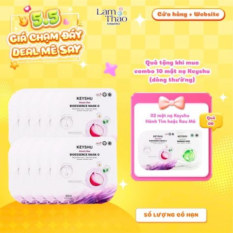  [MUA 10 MASK KEYSHU DÒNG THƯỜNG TẶNG 02 MASK KEYSHU] Mặt Nạ Hành Tím Cấp Ẩm, Hỗ Trợ Mờ Thâm Sẹo Keyshu Botanic Fiber Bioessence Mask O 