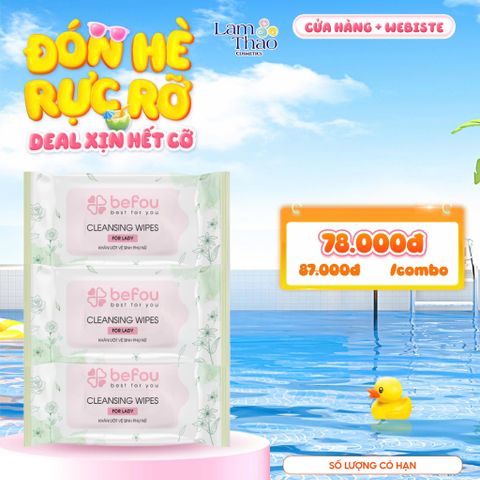  [TÍCH MUA 3 TÚI CHỈ CÒN 78K/3 TÚI] Khăn Ướt Vệ Sinh Cho Nữ Befou Cleansing Wipes For Lady Dạng Gói 