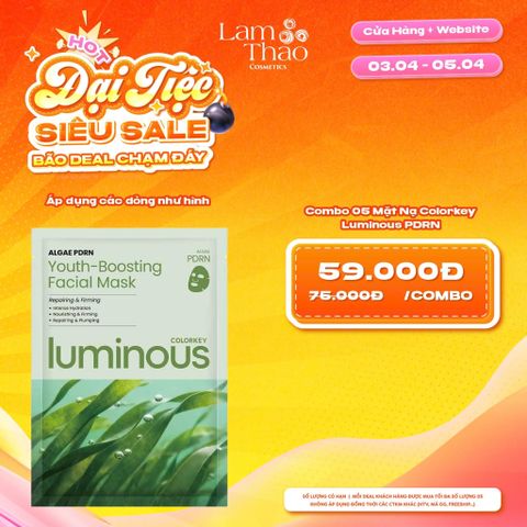  [DEAL SỐC 03.04 - 05.04 COMBO 5 MASK] Mặt Nạ Colorkey Luminous Algae PDRN Youth Boosting Facial Mask 