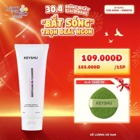  [TẶNG 01 MÚT RỬA MẶT KEYSHU] Sữa Rửa Mặt Làm Sạch Bụi Bẩn Cho Da Dầu Và Da Thường Keyshu Deepclean Oil Cleanser 