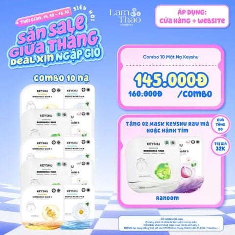  [DEAL SỐC 14.10 - 16.10 COMBO 10 MASK TẶNG 2 MASK] Mặt Nạ Cúc La Mã Cấp Ẩm Phục Hồi Da Keyshu Chamomile Fiber Bioessence Mask Cham 