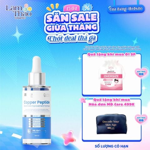  [TẶNG BTT BEFOU OVERSIZE 50 MIẾNG] [HĐ MD CARE 499K TẶNG 01 TÚI DA] Tinh Chất Hỗ Trợ Chống Lão Hoá, Cung Cấp Collagen MD Care Copper Peptide Serum Advanced Improvement Formula 