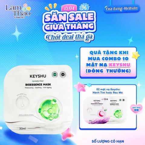  [MUA 10 MASK KEYSHU DÒNG THƯỜNG TẶNG 02 MASK KEYSHU] Mặt Nạ Sợi Xơ Rau Má Cấp Ẩm Keyshu Centella Fiber Bio Essence Mask 