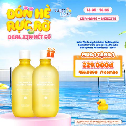  [DEAL SỐC 13.05 - 16.05 COMBO 2 CHAI 500ML] Nước Tẩy Trang Dành Cho Da Nhạy Cảm Zakka Naturals Calendula & Manuka Honey Ultra Mild Micellar Water 