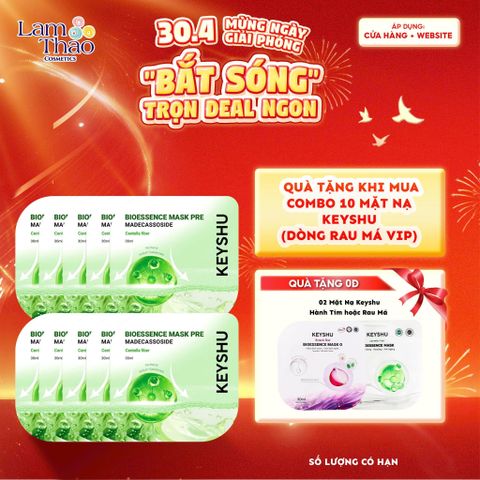  [MUA 10 MASK KEYSHU DÒNG RAU MÁ VIP TẶNG 02 MASK KEYSHU] Mặt Nạ Rau Má Làm Dịu Da Keyshu Bioessence Mask Pre 