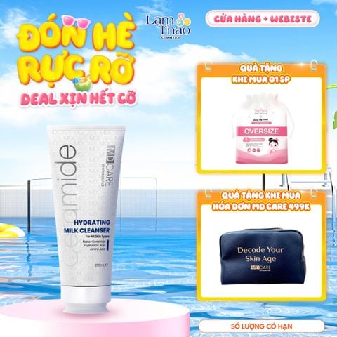  [TẶNG BTT BEFOU 30 MIẾNG] [MUA HĐ MD CARE 499K TẶNG 01 TÚI DA ĐỰNG MỸ PHẨM] Sữa Rửa Mặt Dịu Nhẹ Và Cấp Ẩm Cho Da Nhạy Cảm MD CARE Hydrating Milk Cleanser 