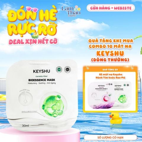  [MUA 10 MASK KEYSHU DÒNG THƯỜNG TẶNG 02 MASK KEYSHU] Mặt Nạ Sợi Xơ Rau Má Cấp Ẩm Keyshu Centella Fiber Bio Essence Mask 