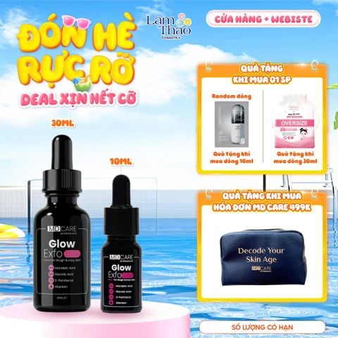  [MUA SIZE 30ML TẶNG BTT BEFOU 30 MIẾNG - MUA 10ML TẶNG MẶT NẠ ARUMORE][HĐ MD CARE 499K TẶNG 01 TÚI DA ĐỰNG MỸ PHẨM] Tẩy Tế Bào Chết Làm Sáng, Mờ Thâm Và Đều Màu Da MD Care Glow EXFO 
