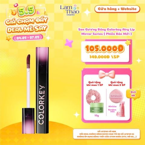  [DEAL SỐC 04.05 - 07.05 MUA 01 TẶNG CỘT TÓC + MASK BÙN 10G] [MUA 02 TẶNG MÚT RỬA MẶT + SON TINT MINI COLORKEY] Son Gương Bóng Colorkey Airy Lip Mirror Series ( Phiên Bản Mới ) 