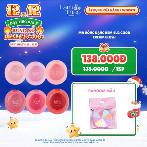  [DEAL SỐC 11.12 - 15.12 TẶNG BÔNG MÚT SHE] Má Hồng Dạng Kem 4U2 Good Cream Blush 