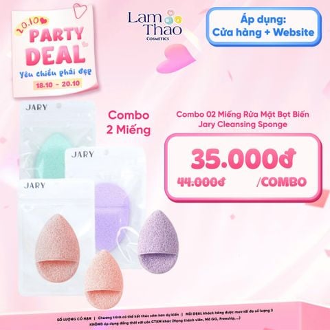  [DEAL SỐC 18/10 - 20/10 COMBO 2 MIẾNG] Miếng Rửa Mặt Bọt Biến Jary Cleansing Sponge 
