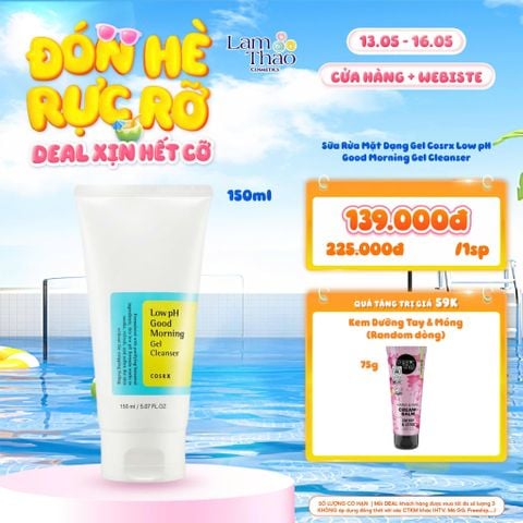  [DEAL SỐC 13.05 - 16.05 TẶNG KEM DƯỠNG MÓNG 75ML] Sữa Rửa Mặt Dạng Gel Cosrx Low pH Good Morning Gel Cleanser 