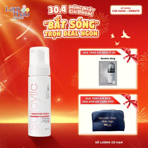  [TẶNG 01 MASK ARUMORE] [HĐ MD CARE 499K TẶNG 01 TÚI DA] Sữa Rửa Mặt Dạng Bọt Dành Cho Da Dầu Mụn Nhạy Cảm MD CARE BHA Salicylic Facial Foaming Cleanse 