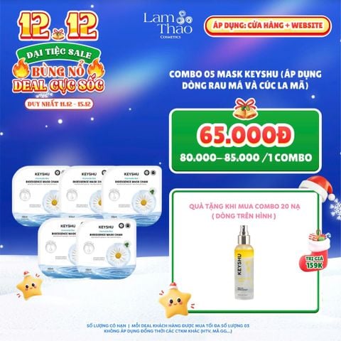  [DEAL SỐC 11.12 - 15.12] [ MUA 20 MASK TẶNG NƯỚC CÂN BẰNG KEYSHU] Mặt Nạ Cúc La Mã Cấp Ẩm Phục Hồi Da Keyshu Chamomile Fiber Bioessence Mask Cham 
