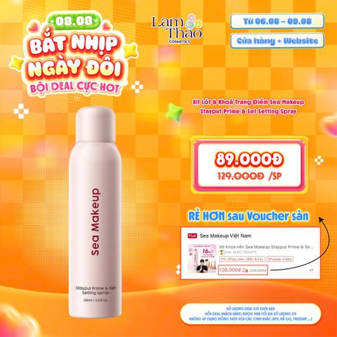  [DEAL SỐC 06.08 - 09.08 KHI MUA SIZE 100ML] Xịt Lót & Khoá Trang Điểm Sea Makeup Stayput Prime & Set Setting Spray 