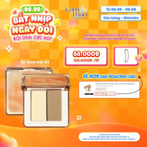  [DEAL SỐC 06.08 - 09.08 MUA SIZE NINI MÀU #02 TẶNG DÂY ĐEO MÓC KHÓA JUDYDOLL] Phấn Bắt Sáng Và Tạo Khối Tự Nhiên, Lâu Trôi, Chống Nước Judydoll Highlight & Contour 