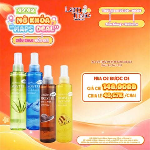  [DEAL SỐC 07.09 - 09.09 MUA 02 TẶNG 01] Xịt khoáng Aspasia Moist Up Face Mist 