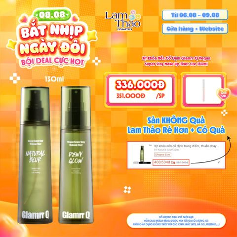  [DEAL SỐC 06.08 - 09.08 MUA SIZE 130ML TẶNG CỌ MÔI SILICON] Xịt Khóa Nền Cố Định Glamrr Q Vegan Super Stay Make Up Fixer 