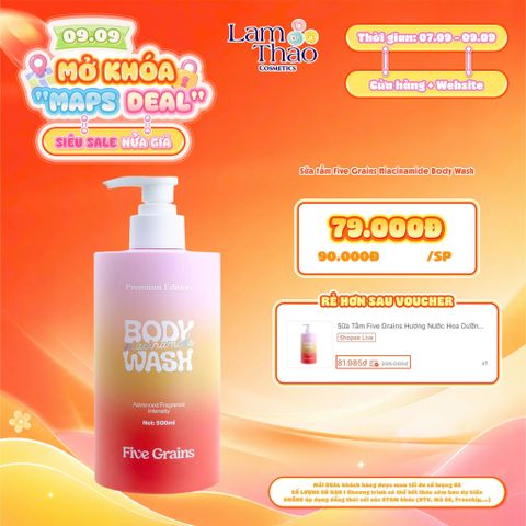  [DEAL SỐC 07.09 - 09.09] Sữa Tắm Dưỡng Sáng Da Hương Nước Hoa Five Grains Niacinamide Body Wash (Premium Edition) 