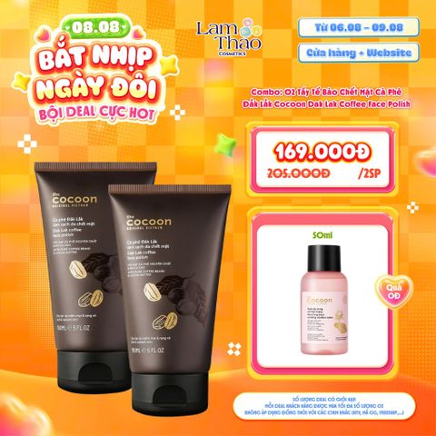  [DEAL SỐC 06.08 - 09.08 MUA COMBO 2 CHAI 150ML TẶNG NTT SEN COCOON 50ML] Tẩy Tế Bào Chết Mặt Cà Phê Đắk Lắk Cocoon Dak Lak Coffee Face Polish 