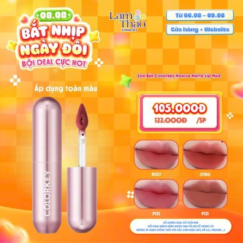  [DEAL SỐC 06.08 - 09.08] Son Bùn Colorkey Mousse Matte Lip Mud 