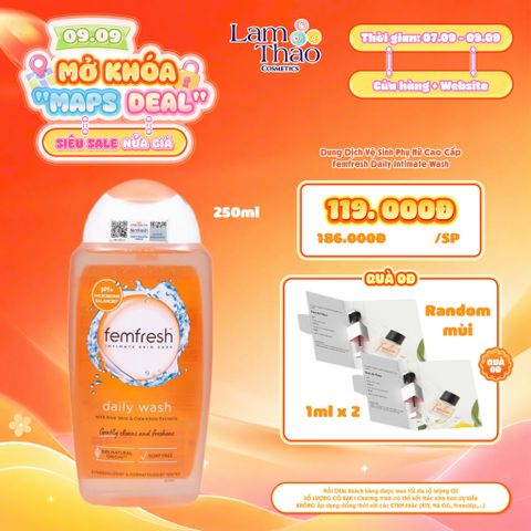  [DEAL SỐC 07.09 - 09.09 TẶNG 02 SAMPLE NƯỚC HOA FOELLIE 1ML] Dung Dịch Vệ Sinh Phụ Nữ Cao Cấp Femfresh Daily Intimate Wash 