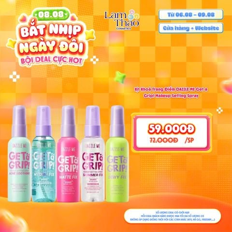  [DEAL SỐC 06.08 - 09.08] Xịt Khoá Trang Điểm DAZZLE ME Get a Grip! Makeup Setting Spray 