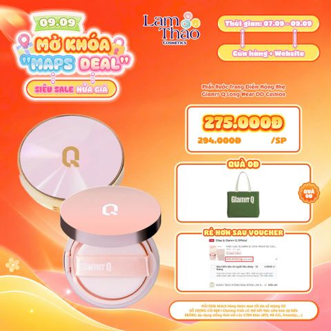  [DEAL SỐC 07.09 - 09.09 TẶNG TÚI XÁCH GLAMRR Q] Phấn Nước Trang Điểm Mỏng Nhẹ Glamrr Q Long Wear DD Cushion SPF50+ PA+++ 