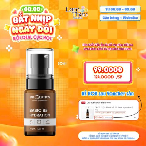  [DEAL SỐC 06.08 - 09.08 KHI MUA SIZE 30ML] Tinh Chất Cấp Ẩm Và Hỗ Trợ Phục Hồi Da DrCeutics Basic B5 Hydration 