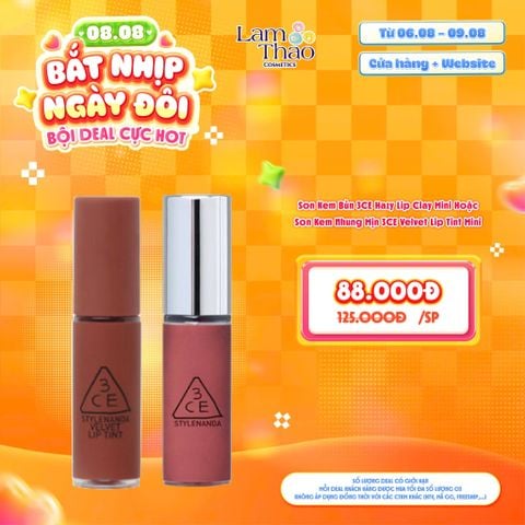  [DEAL SỐC 06.08 - 09.08] Son Kem Nhung Mịn 3CE Velvet Lip Tint Mini 