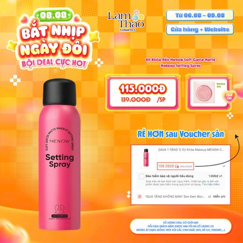  [DEAL SỐC 06.08 - 09.08 TẶNG MÁ HỒNG MENOW] Xịt Khóa Nền Menow Soft Gayze Matte Makeup Setting Spray 