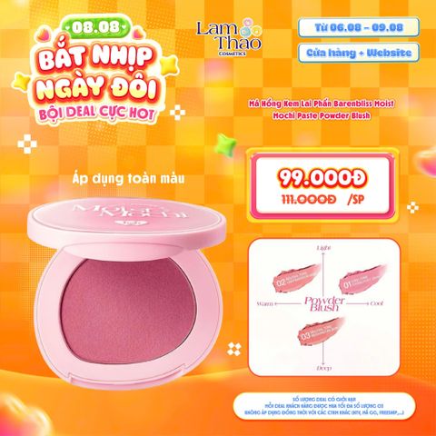  [DEAL SỐC 06.08 - 09.08] Má Hồng Kem Lai Phấn Barenbliss Moist Mochi Paste Powder Blush 