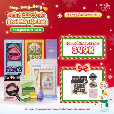  [DEAL SỐC 6.12 - 25.12 MUA HOÁ ĐƠN AMORTALS 349K TẶNG BÔNG MÚT TWIN STAR POWDER PUFF SET]  Bộ Cọ Mút Đánh Nền Nàng Tiên Cá Amortals Partner Series Base Makeup Cp Tool Box 