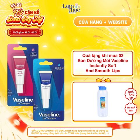  [DEAL SỐC 15.01 - 17.01 MUA 02 TẶNG BÌNH NƯỚC LOCK&LOCK] Son Dưỡng Môi Vaseline Instantly Soft And Smooth Lips 