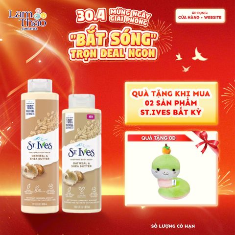  [MUA 2 SP ST.IVES BẤT KỲ TẶNG 01 GẤU BÔNG] Sữa Tắm Dưỡng Làm Mịn Da St.Ives Oatmeal & Shea Butter Soothing Body Wash (Mẫu Mới) 