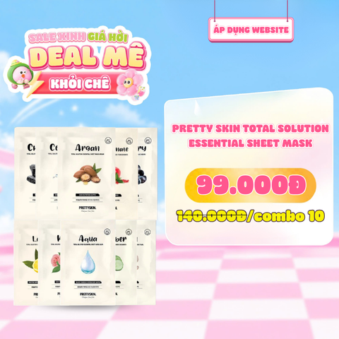  [COMBO 10 NẠ PRETTY SKIN GIÁ SỐC] Mặt Nạ Dưỡng Da Pretty Skin Total Solution Essential Sheet Mask 